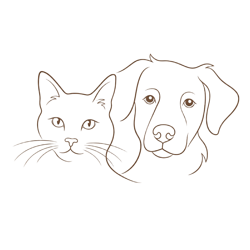 Logo de l'association Moustaches & Truffes : un chat et un chien dessinés au trait